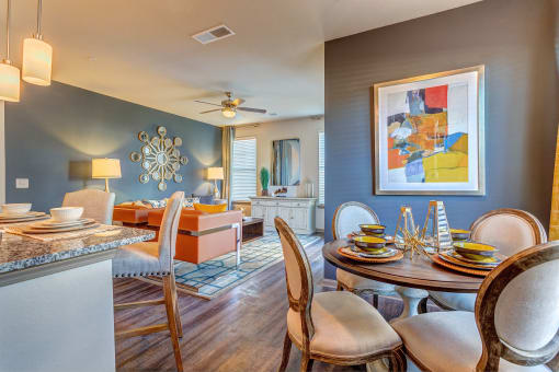 model dining room and living room at Creekside at Providence, Tennessee
