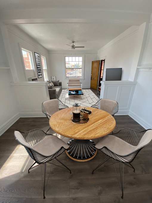a view of the dining room from the living room