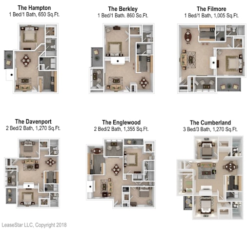 the floor plans of the different apartments