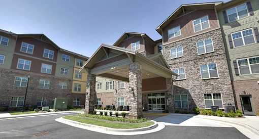 an exterior view of a building with an entrance