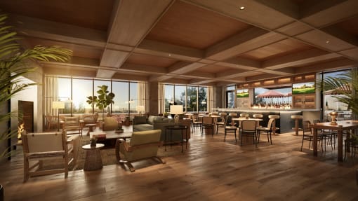 a rendering of the restaurant and bar area