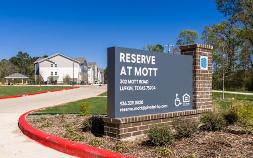 A sign for Reserve at Mott in Lufkin, Texas.