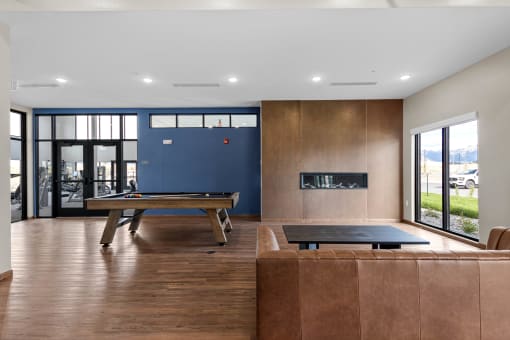 a game room with a pool table and a ping pong at Yellowstone Landing, Montana