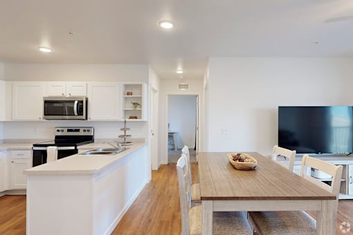 Modern kitchen and dining area at Yellowstone Landing, Belgrade, 59714