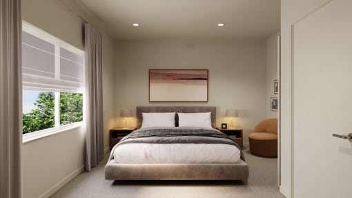 a bedroom with a bed and a window at Hearthstone Lodge Senior Residences, Auburn