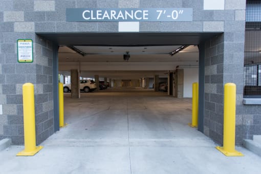 entrance to parking garage at Pinnex, Indianapolis, 46203