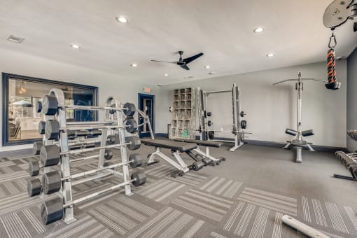 Fitness Center weights at Avenues at Shadow Creek Ranch, Pearland, TX, 77584