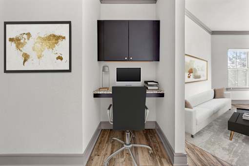 Office space computers and chairs at Adara Overland Park, Overland Park, Kansas