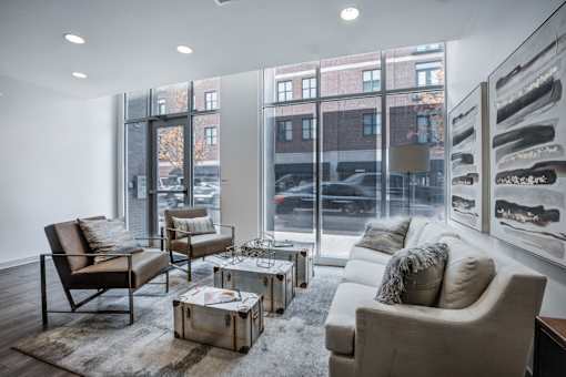 Living room with Couch at 747 Apartments, Indianapolis, 46202