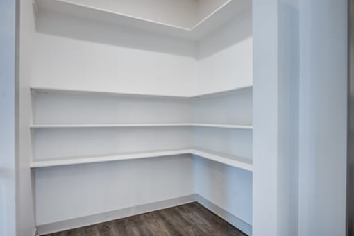 Empty shelves at 747 Apartments, Indianapolis, IN