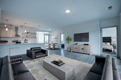 Modern Living Room at 747 Apartments, Indianapolis