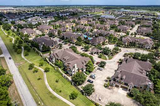 Aerial View of Residential Property at Avenues at Tuscan Lakes, League City, Texas