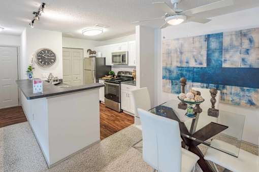 Modern Kitchen With White Cabinet at Butternut Ridge Apartments, Ohio, 44070