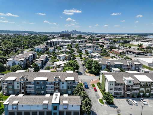 A view of a city at CityView, North Kansas City