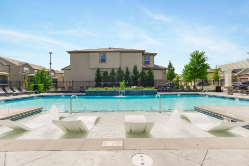 Swimming Pool With Relaxing Sundecks at Prairie Pines Townhomes, Shawnee