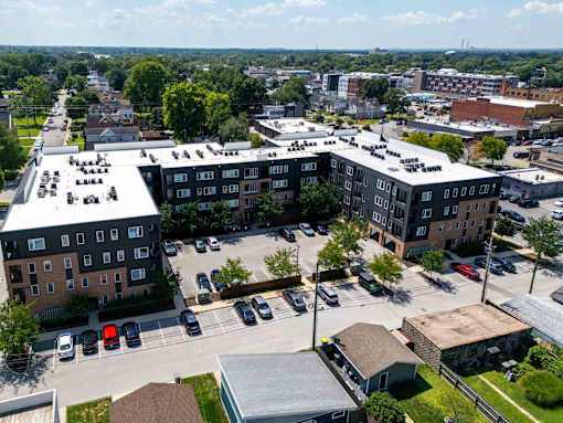 Aerial Cityscape View at Edge 35 Apartments, Indiana, 46203
