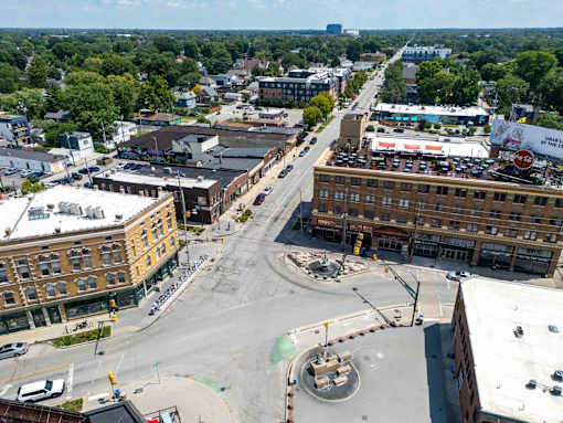 Cityscape from Above at Edge 35 Apartments, Indianapolis, 46203