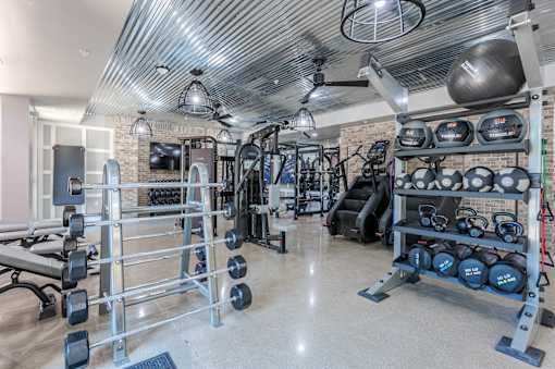 Well-equipped Home Gym at Edge 35 Apartments, Indianapolis, 46203