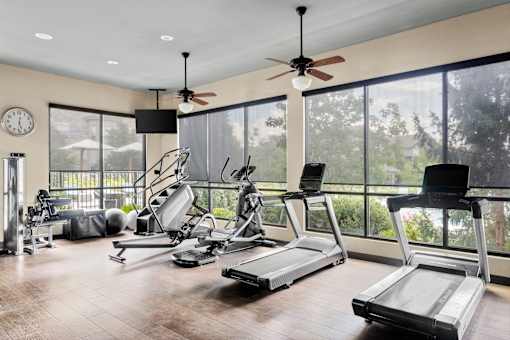 Fitness Center With Modern Equipment at Adara Overland Park, Overland Park, KS