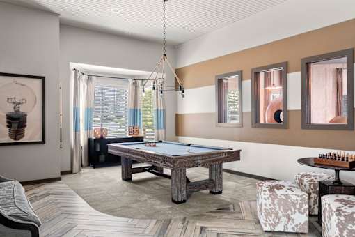 Game Room With Pool Table at Adara Overland Park, Overland Park, KS, 66213