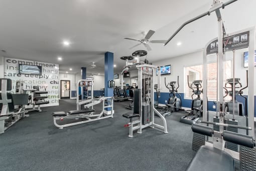 weight machines in fitness center at The Greyson, Hilliard, OH