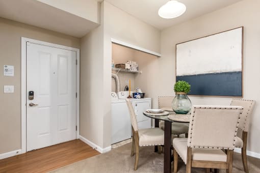 front door and table in apartment at The Greyson, Hilliard