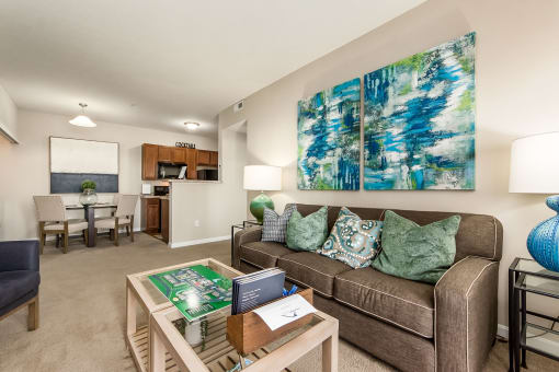 living room in apartment at The Greyson, Hilliard, OH