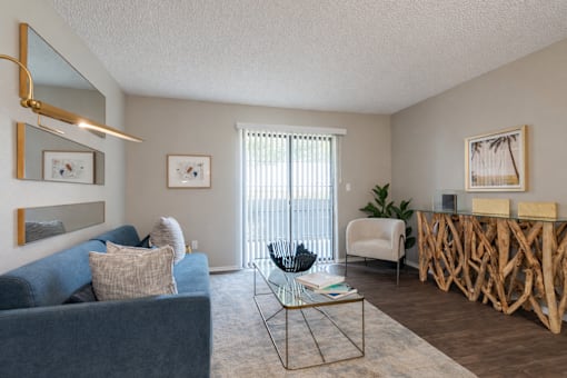 Living room with couch at Springhill Apartments, Overland Park