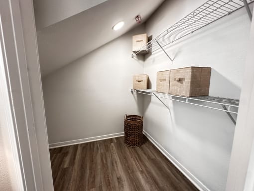 walk in closet at Grand Villas Apartments, Katy