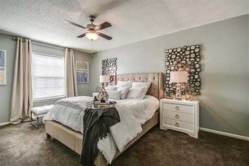 Bedroom With Expansive Windows at London House Apartments, Lenexa, 66215