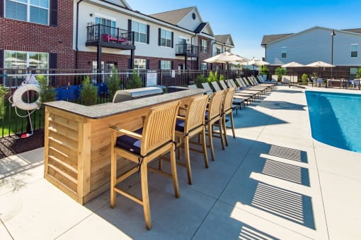 bar with chairs next to pool at Overland Park, Ohio, 43147