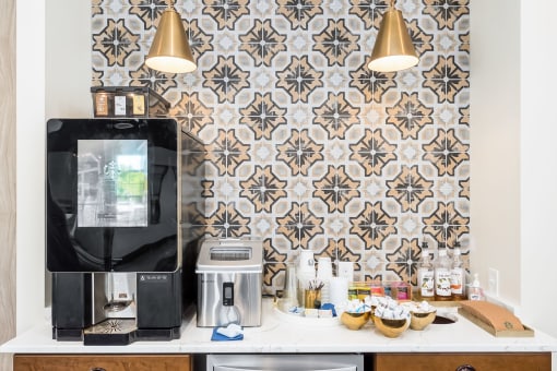 coffee bar in clubhouse at Overland Park, Pickerington, Ohio