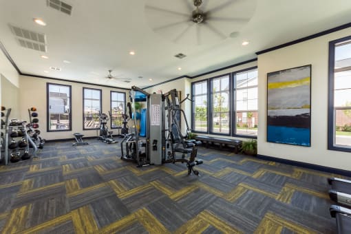 weight machines in fitness center at Overland Park, Pickerington