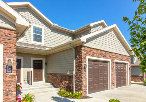 front exterior of townhome at Prairie Pines Townhomes, Shawnee, Kansas