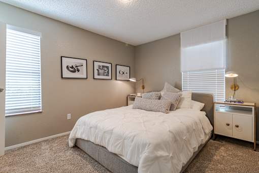 Bedroom with Large Bed at Springhill Apartments, Kansas
