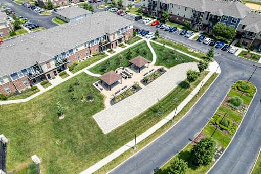 Aerial Parking Lot View at The Greyson, Hilliard