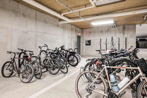 A bike parking area  at The MK, Indianapolis