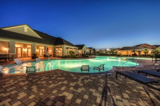 pool at dusk