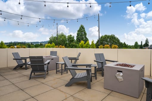 The Morgan| Rooftop Sitting Area with Fire Pit