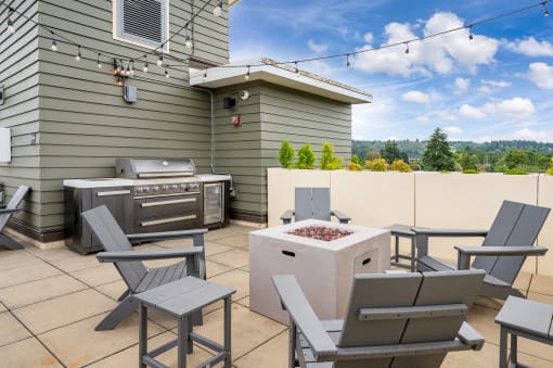 The Morgan| Rooftop Sitting Area with Fire Pit