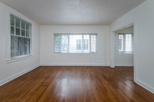 The Shannon | #209 Living Room with Hardwood Floors and Large Light Filled Windows