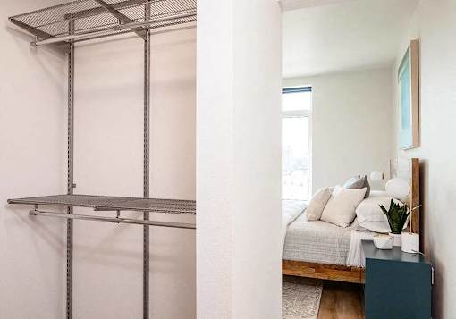 Alfa closet shelving in walk-in closet