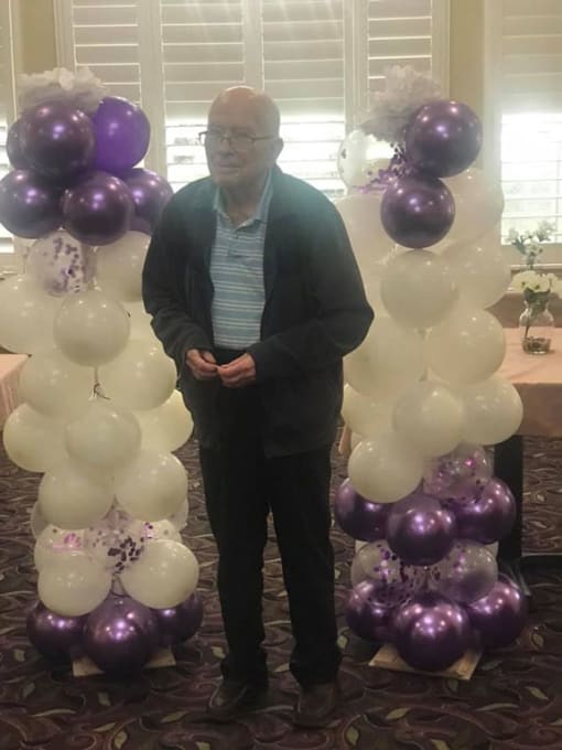 Senior Resident With Balloon at Savannah Court of Brandon, Florida, 33510
