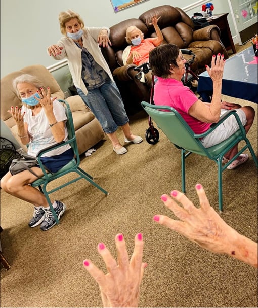 Seniors Showing Their Nail polish at Hibiscus Court, Melbourne, 32901