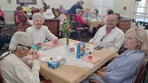 Old people enjoying sitting at Savannah Grand of Amelia Island, Florida