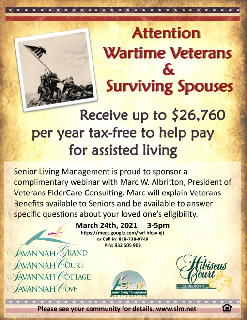 veterans assisted living flyer at Savannah Court & Cottage of Oviedo, 32765
