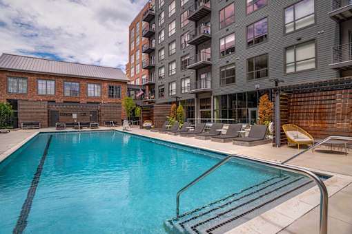 the swimming pool at our apartments at The Audubon New Haven, New Haven