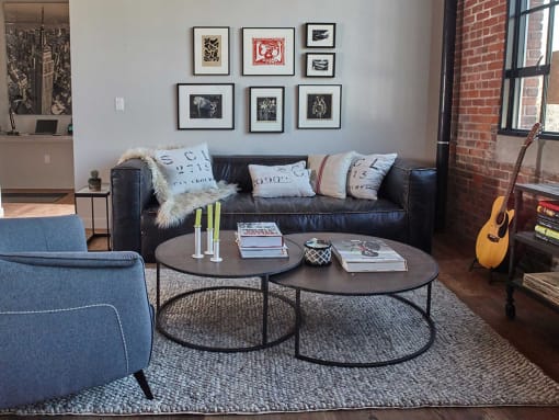 Modern Living Room at Shirt Factory Lofts, Connecticut
