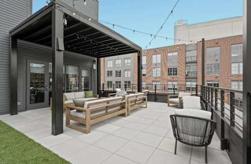 Outdoor Shaded Lounge at The Audubon New Haven, New Haven