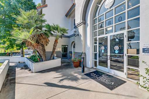 Building entrance at Azure Point at Encinitas - 55+ Active Adult Apartments, California, 92024